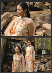 D-01 | 3 Pc Unstitched Embroidered Digital Printed Lawn Flora By Sanam Saeed