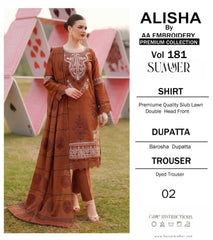 Embroidered Lawn By Alisha 3Pc Unstitched