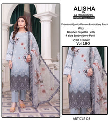 Embroidered Print Kari Lawn By Alisha 3Pc Unstitched