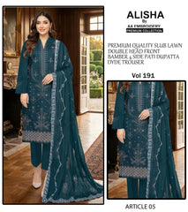 Embroidered Lawn By Alisha 3Pc Unstitched