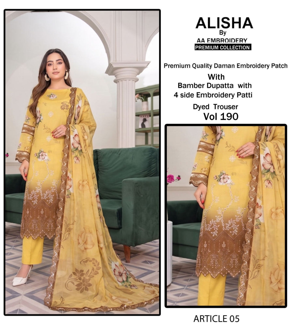Embroidered Print Kari Lawn By Alisha 3Pc Unstitched
