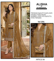 Embroidered Lawn By Alisha 3Pc Unstitched