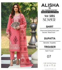 Embroidered Lawn By Alisha 3Pc Unstitched