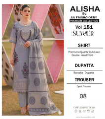 Embroidered Lawn By Alisha 3Pc Unstitched