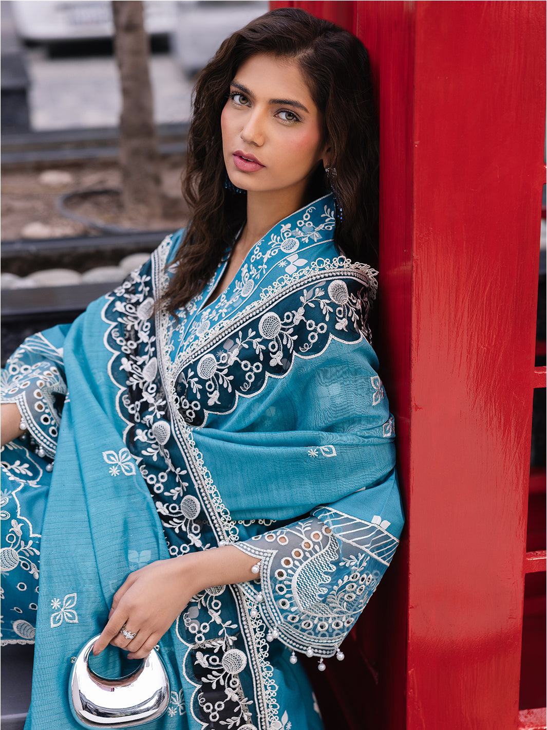 D-12 Scarlet | 3 Pc Unstitched Lawn Suit Boardway By Mahnur