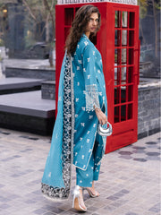 D-12 Scarlet | 3 Pc Unstitched Lawn Suit Boardway By Mahnur
