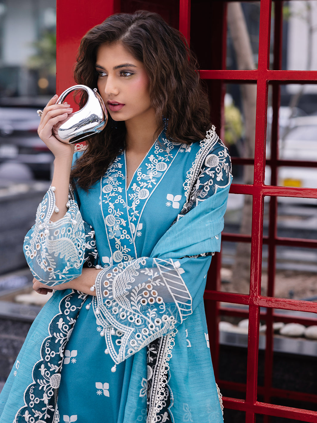 D-12 Scarlet | 3 Pc Unstitched Lawn Suit Boardway By Mahnur