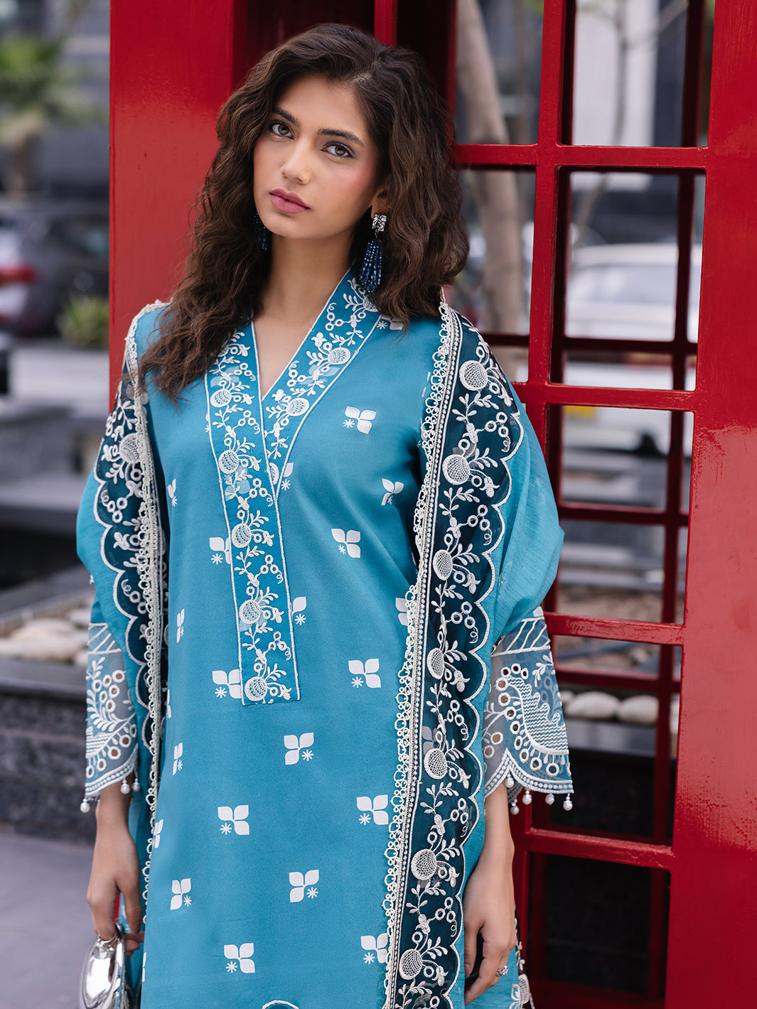 D-12 Scarlet | 3 Pc Unstitched Lawn Suit Boardway By Mahnur