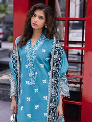 D-12 Scarlet | 3 Pc Unstitched Lawn Suit Boardway By Mahnur