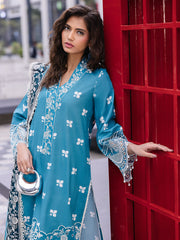 D-12 Scarlet | 3 Pc Unstitched Lawn Suit Boardway By Mahnur