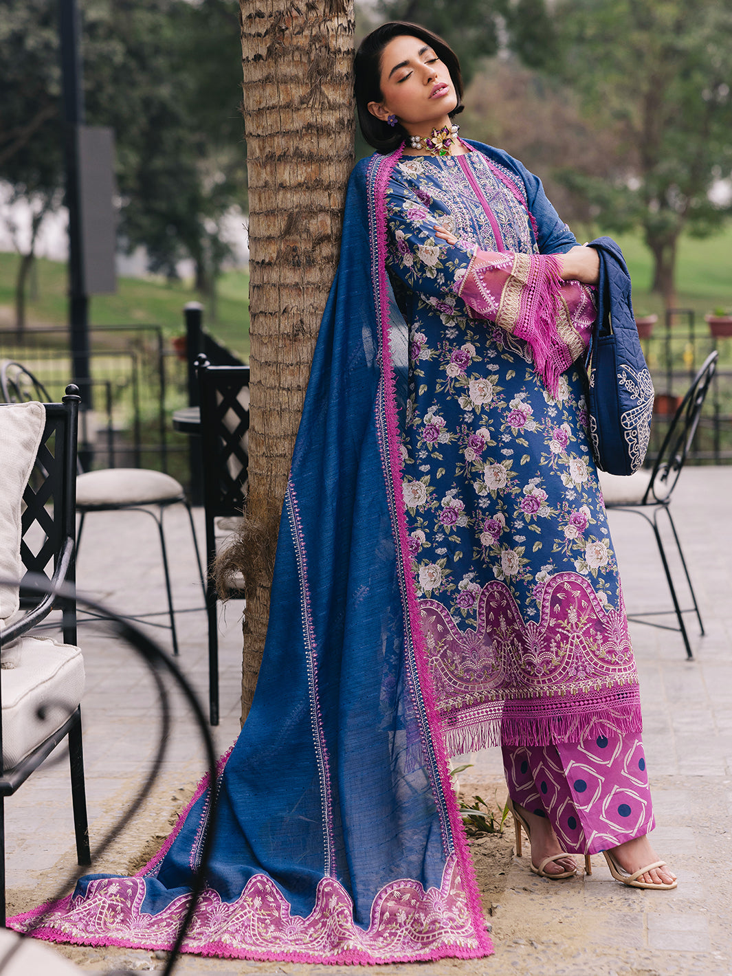 D-03 Ires | 3 Pc Unstitched Lawn Suit Boardway By Mahnur