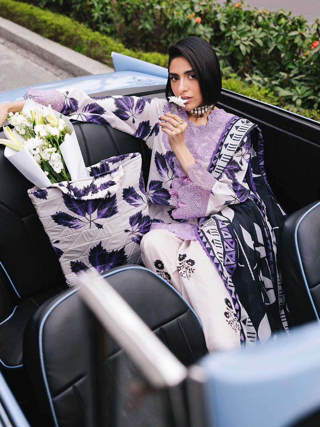 D-06 Lilac | 3 Pc Unstitched Lawn Suit Boardway By Mahnur