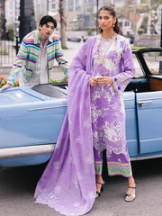 D-07 Viola | 3 Pc Unstitched Lawn Suit Boardway By Mahnur