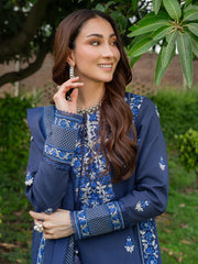 MU-01 | 3 PC Unstitched Suit Embroidered Lawn Amaya By Mahnur