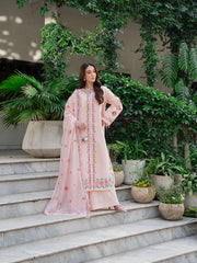 MU-07 | 3 PC Unstitched Suit Embroidered Lawn Amaya By Mahnur