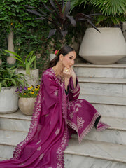 MU-10 | 3 PC Unstitched Suit Embroidered Lawn Amaya By Mahnur
