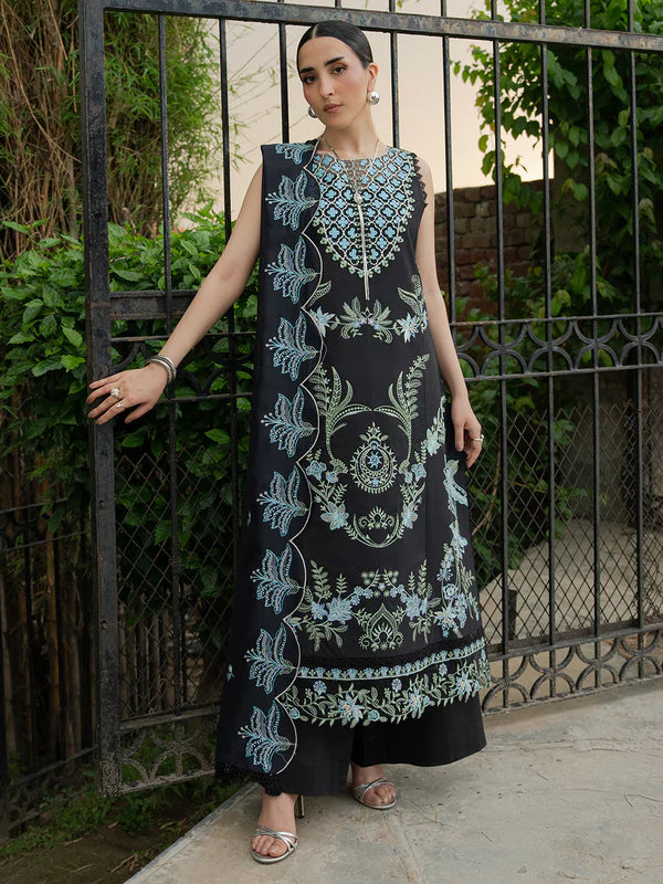 MU-11 | 3 PC Unstitched Suit Embroidered Lawn Amaya By Mahnur