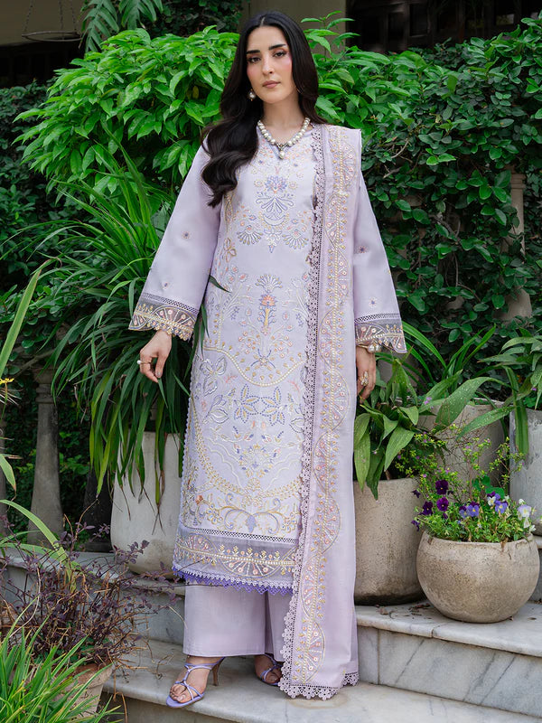 MU-14 | 3 PC Unstitched Suit Embroidered Lawn Amaya By Mahnur