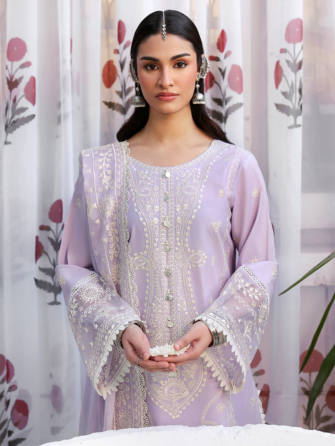 Zarminay | 3 PC Unstitched Suit Embroidered Lawn Aangan By Mahnur