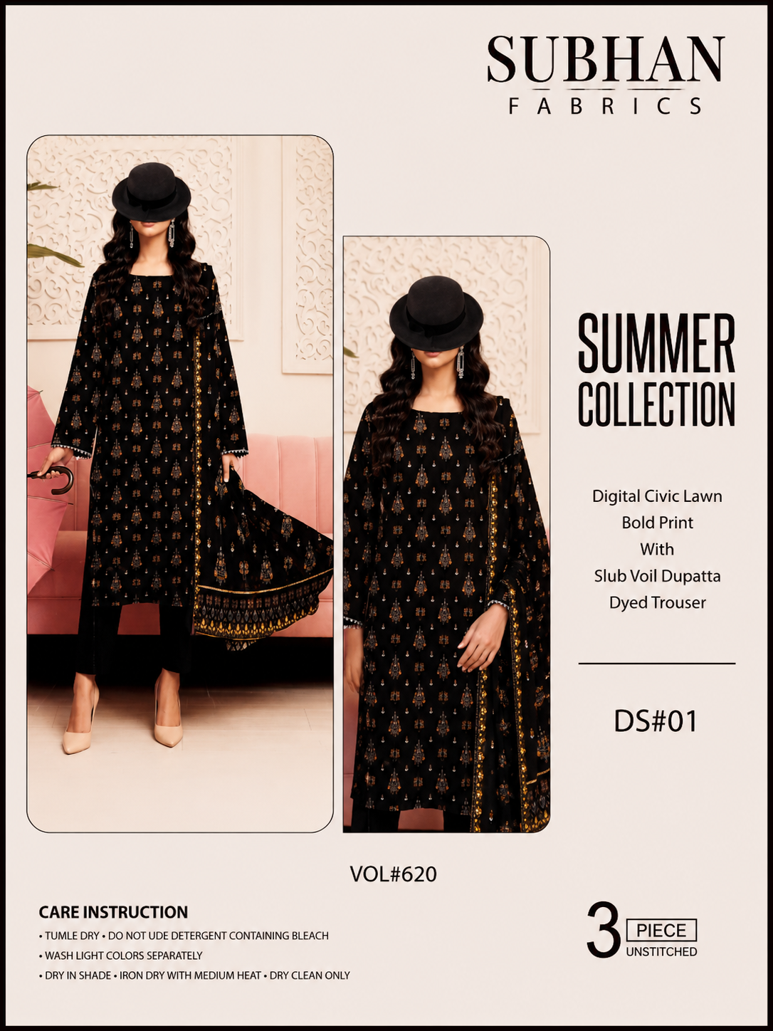 Ladies Digital Lawn Printed 3 Piece - Unstitched