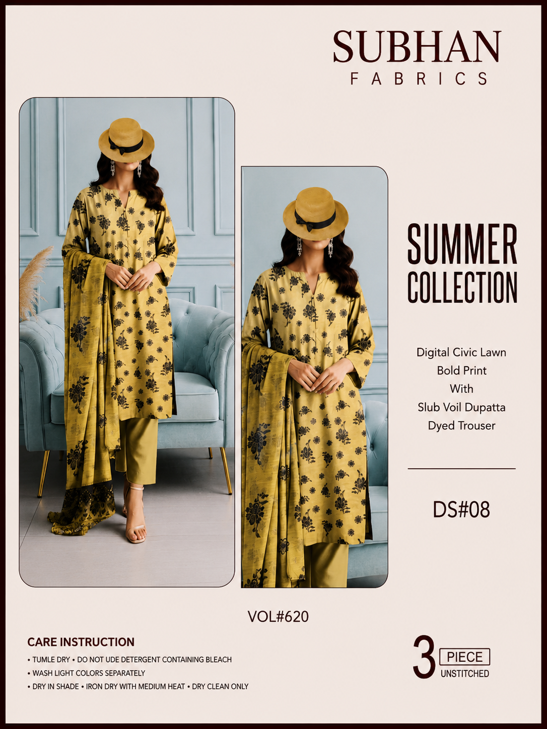 Ladies Digital Lawn Printed 3 Piece - Unstitched