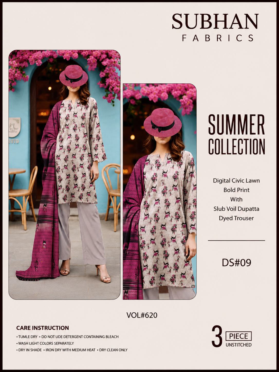 Ladies Digital Lawn Printed 3 Piece - Unstitched