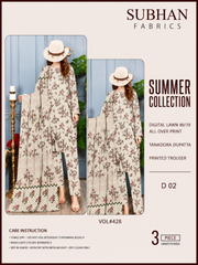 Ladies Digital Lawn Printed 3 Piece Suit with Printed Trouser - Unstitched