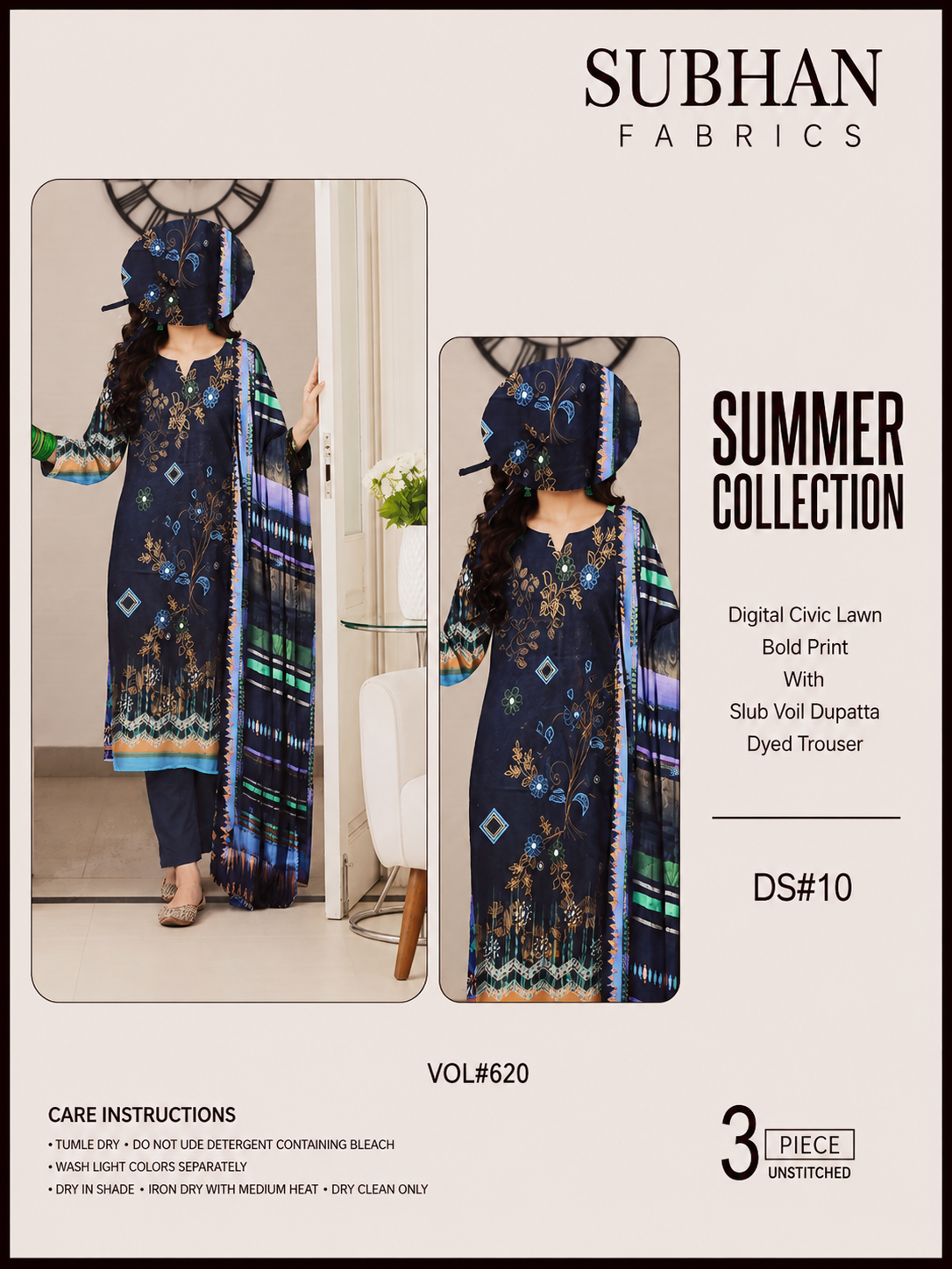Ladies Digital Lawn Printed 3 Piece - Unstitched