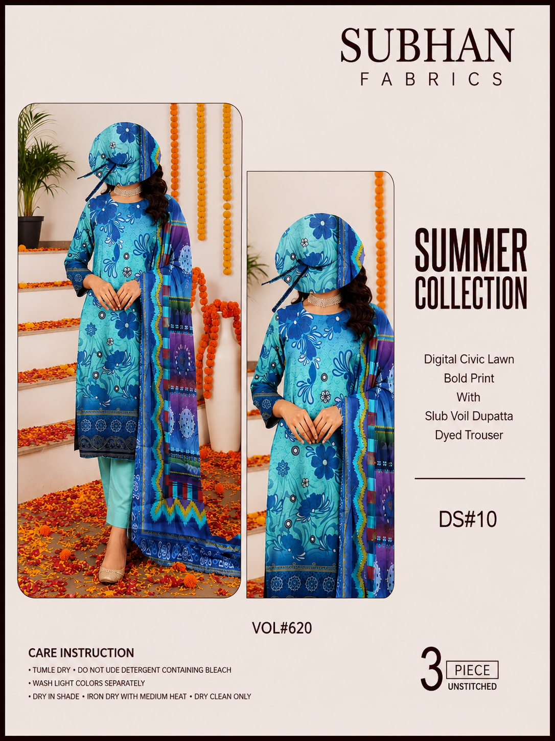Ladies Digital Lawn Printed 3 Piece - Unstitched