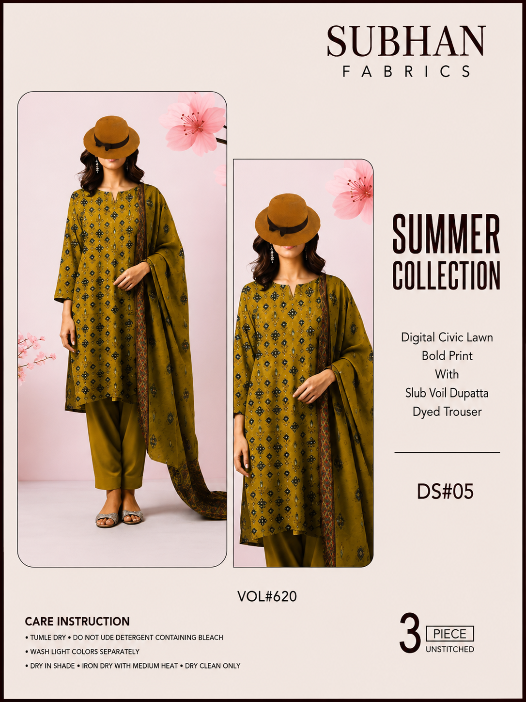 Ladies Digital Lawn Printed 3 Piece - Unstitched